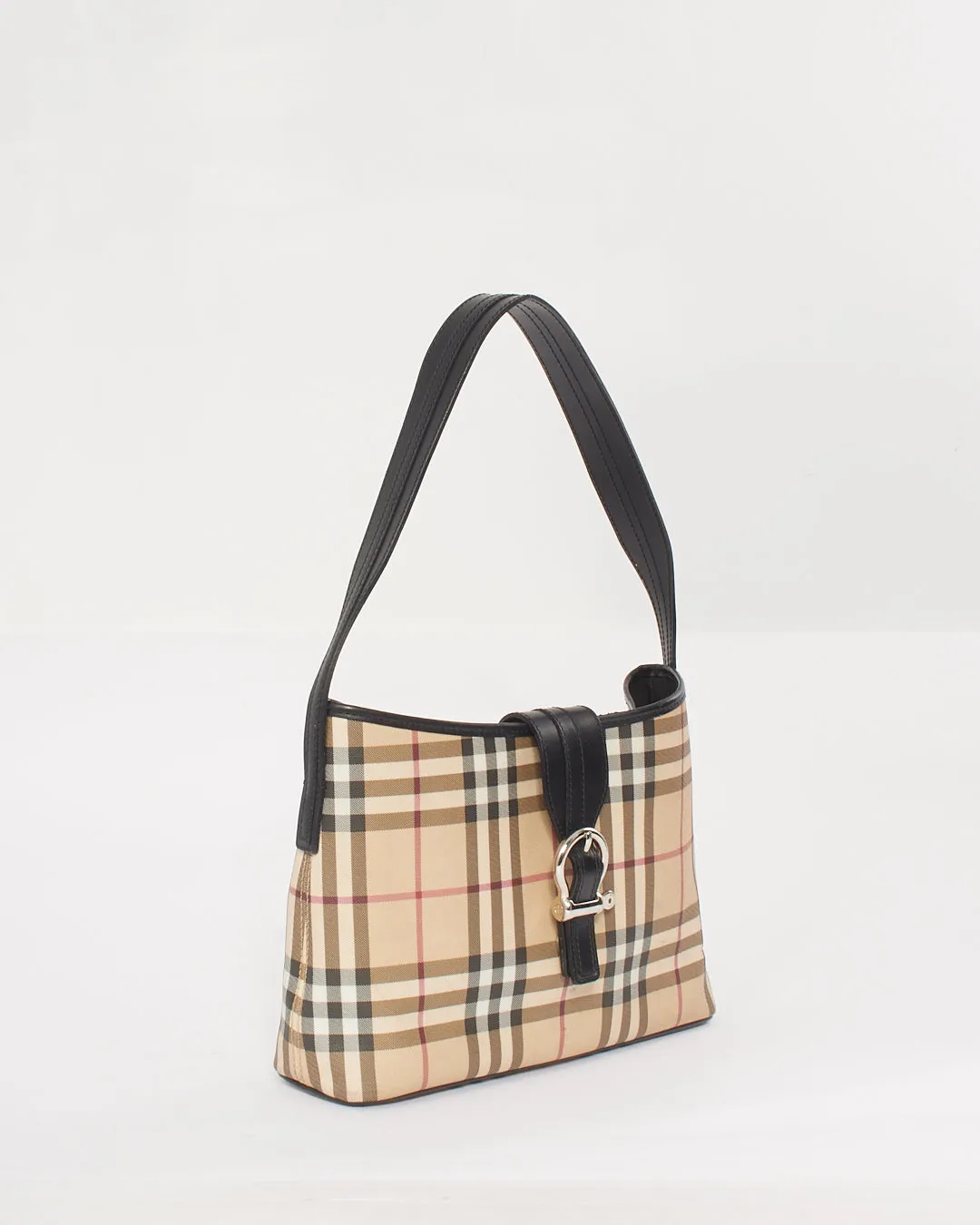 Burberry Beige Nova Check Canvas Buckle Shoulder Bag
