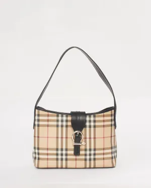Burberry Beige Nova Check Canvas Buckle Shoulder Bag