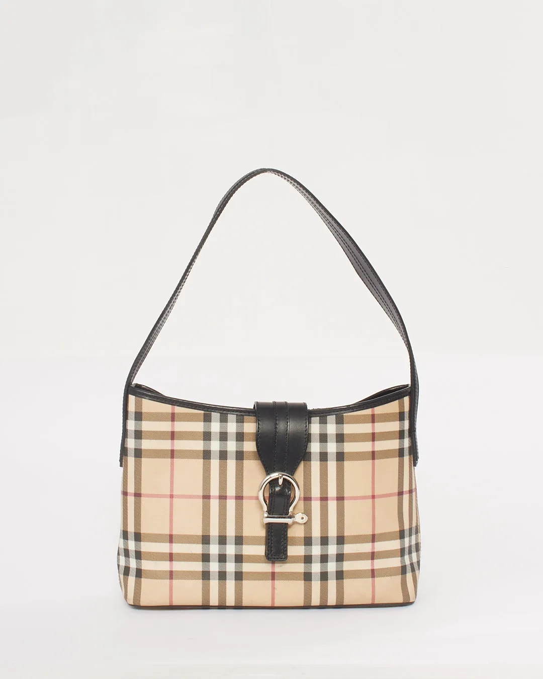 Burberry Beige Nova Check Canvas Buckle Shoulder Bag