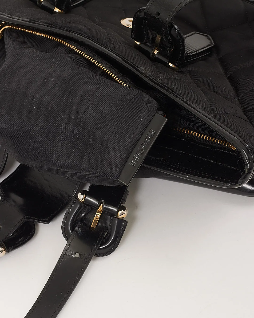 Burberry Black Nylon Quilted & Leather Tote Bag