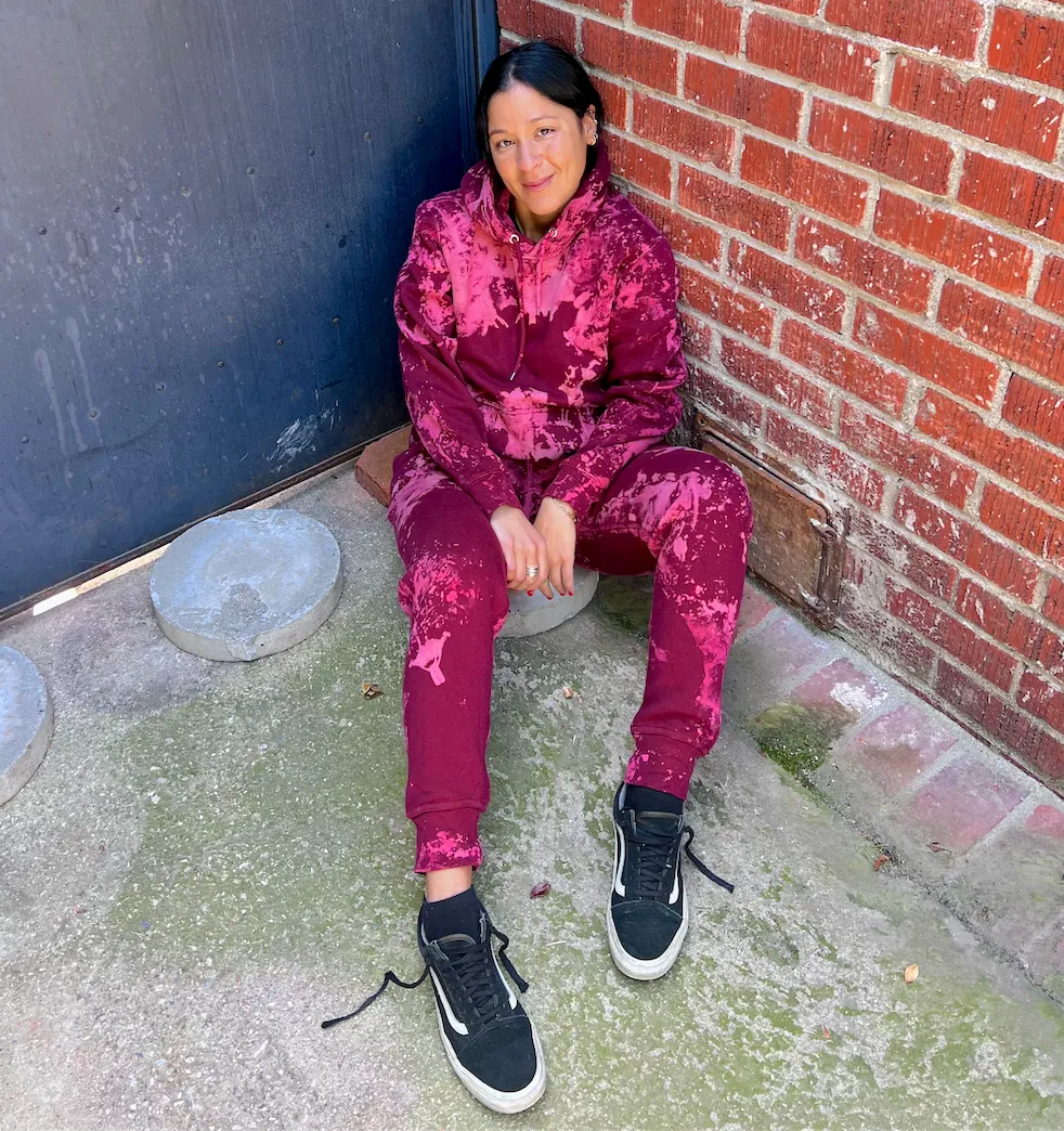 Burgundy Bleach Tie Dye Loungewear Set