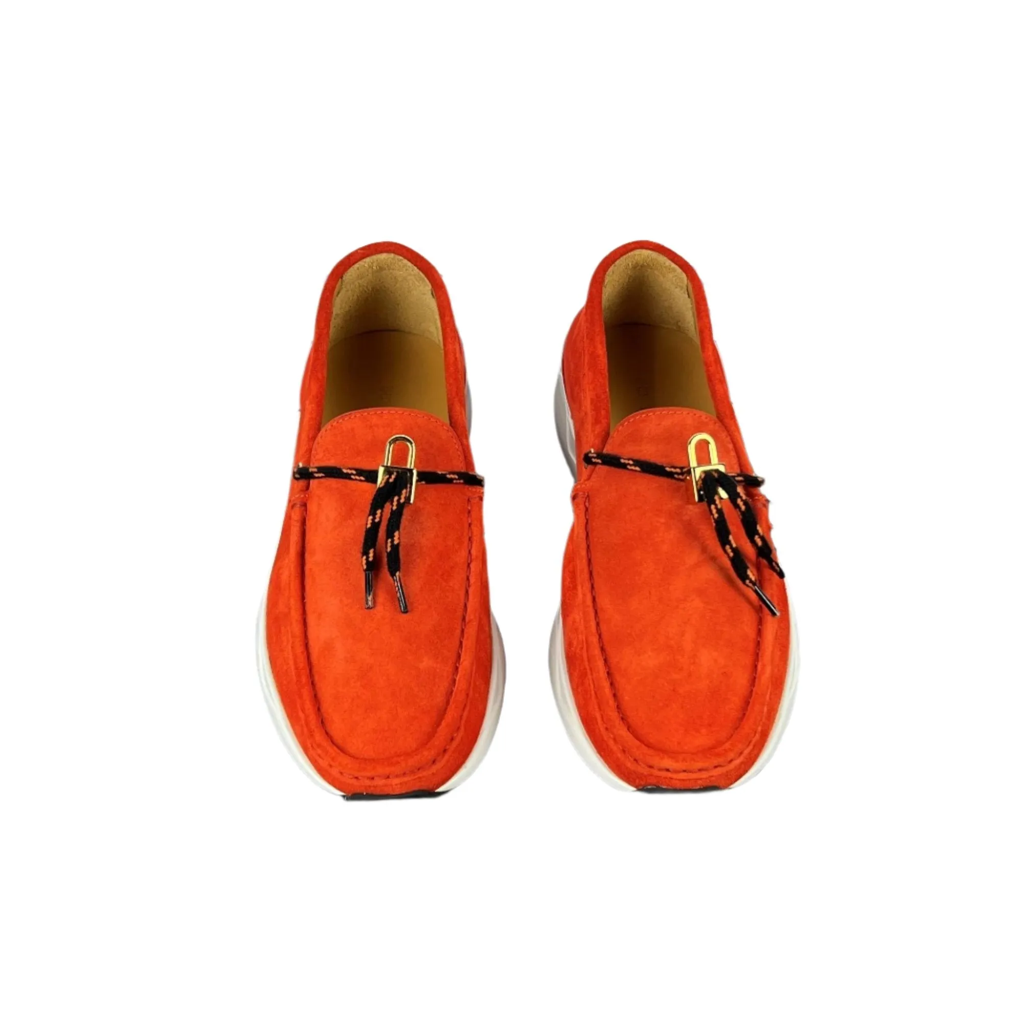 Buscemi Men's Mare Orange Leather Loafers SAMPLE