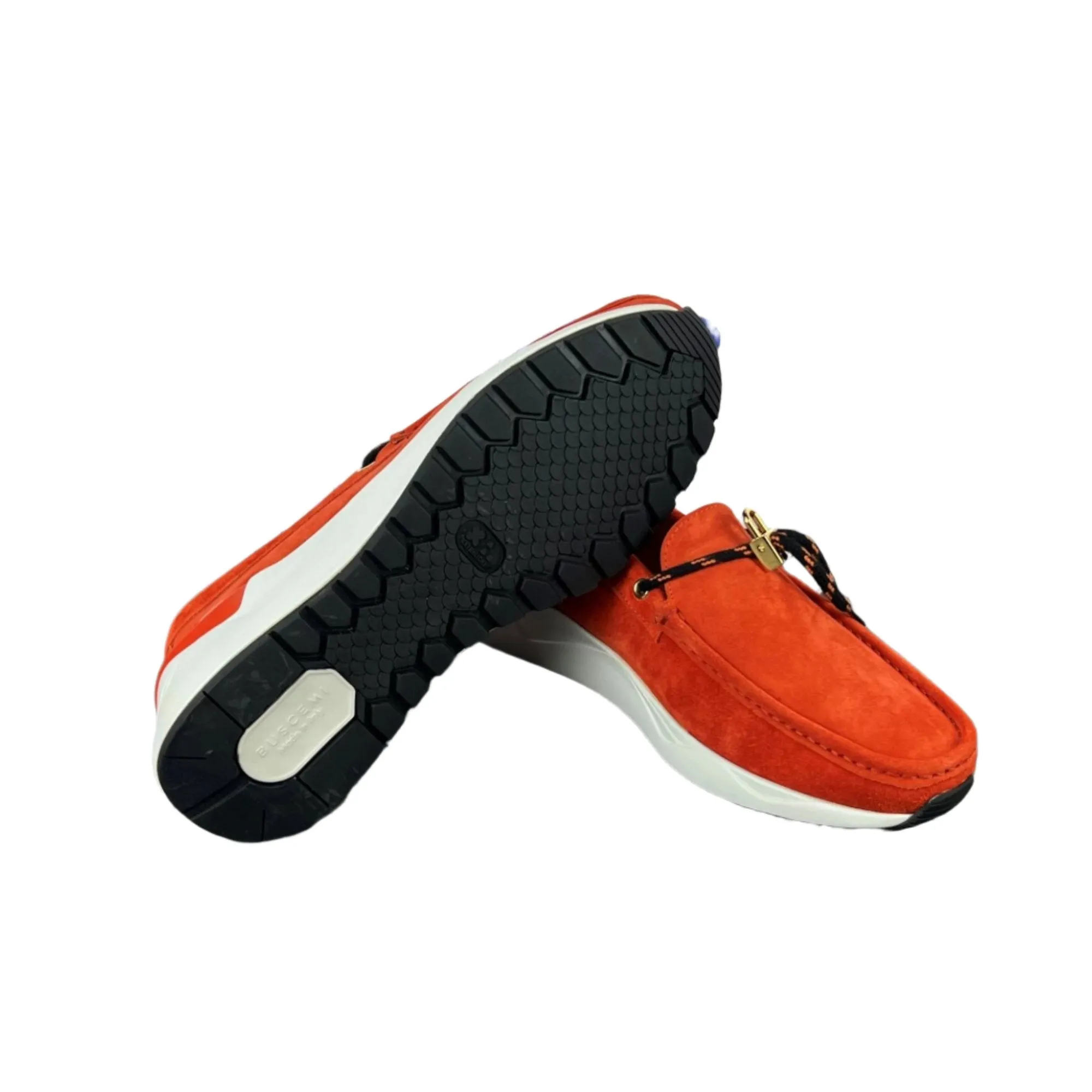 Buscemi Men's Mare Orange Leather Loafers SAMPLE