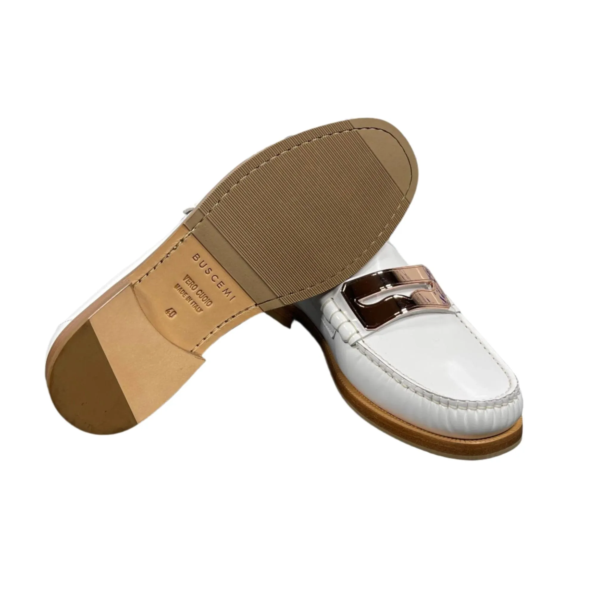 Buscemi Mens Town Loafer  Off White Leather Loafers