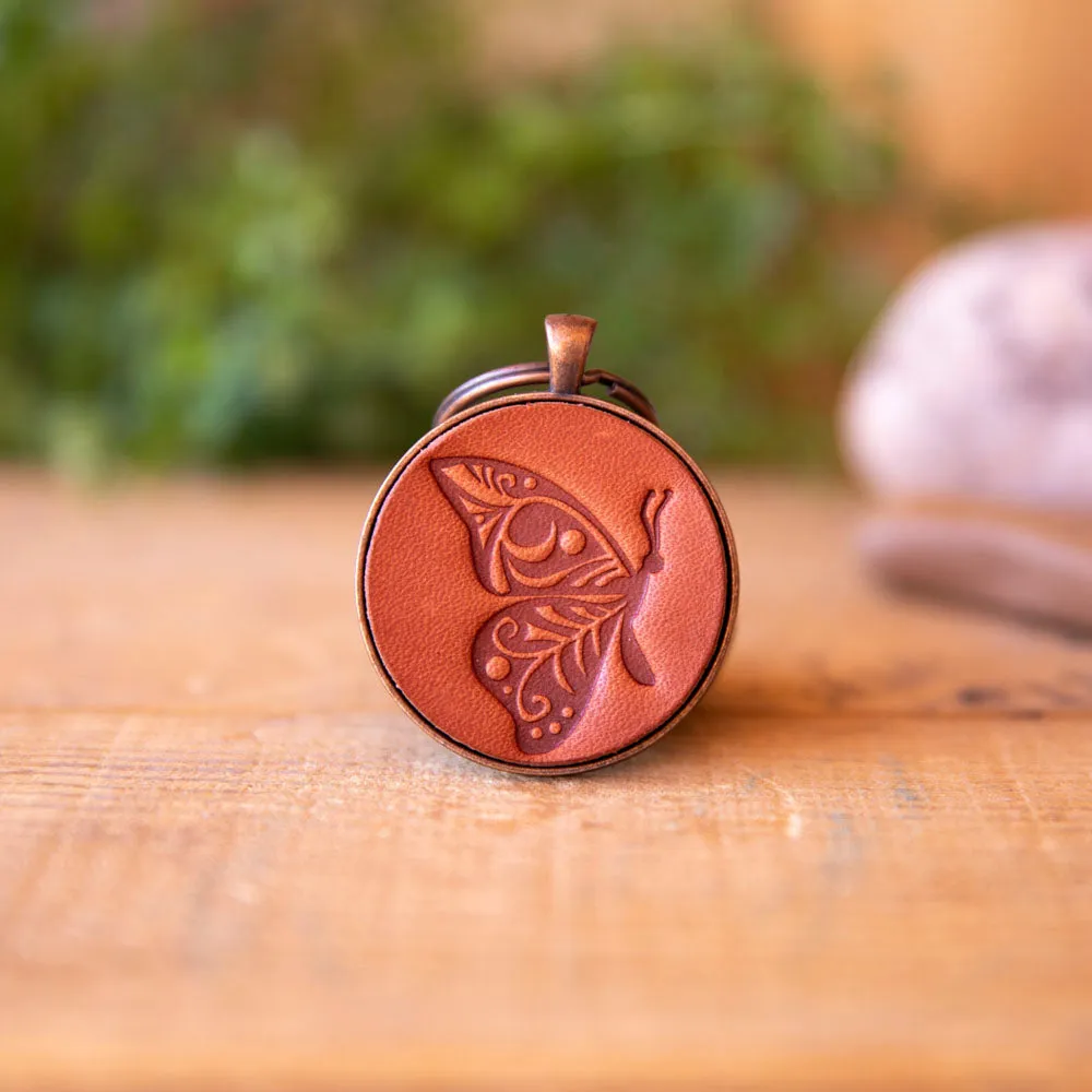 Butterfly Leather Keychain