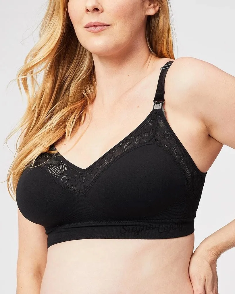 Cake Maternity - Sugar Candy Posh Nursing Bralette - Black