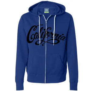 California Beach Script Black Print Zip-Up Hoodie
