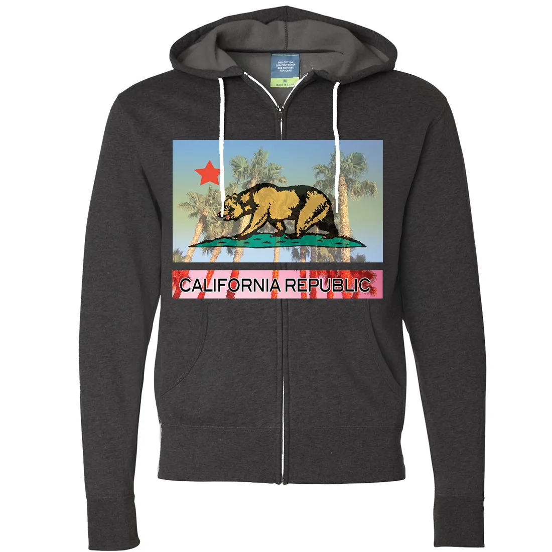 California Republic Palm Tree Bear Zip-Up Hoodie