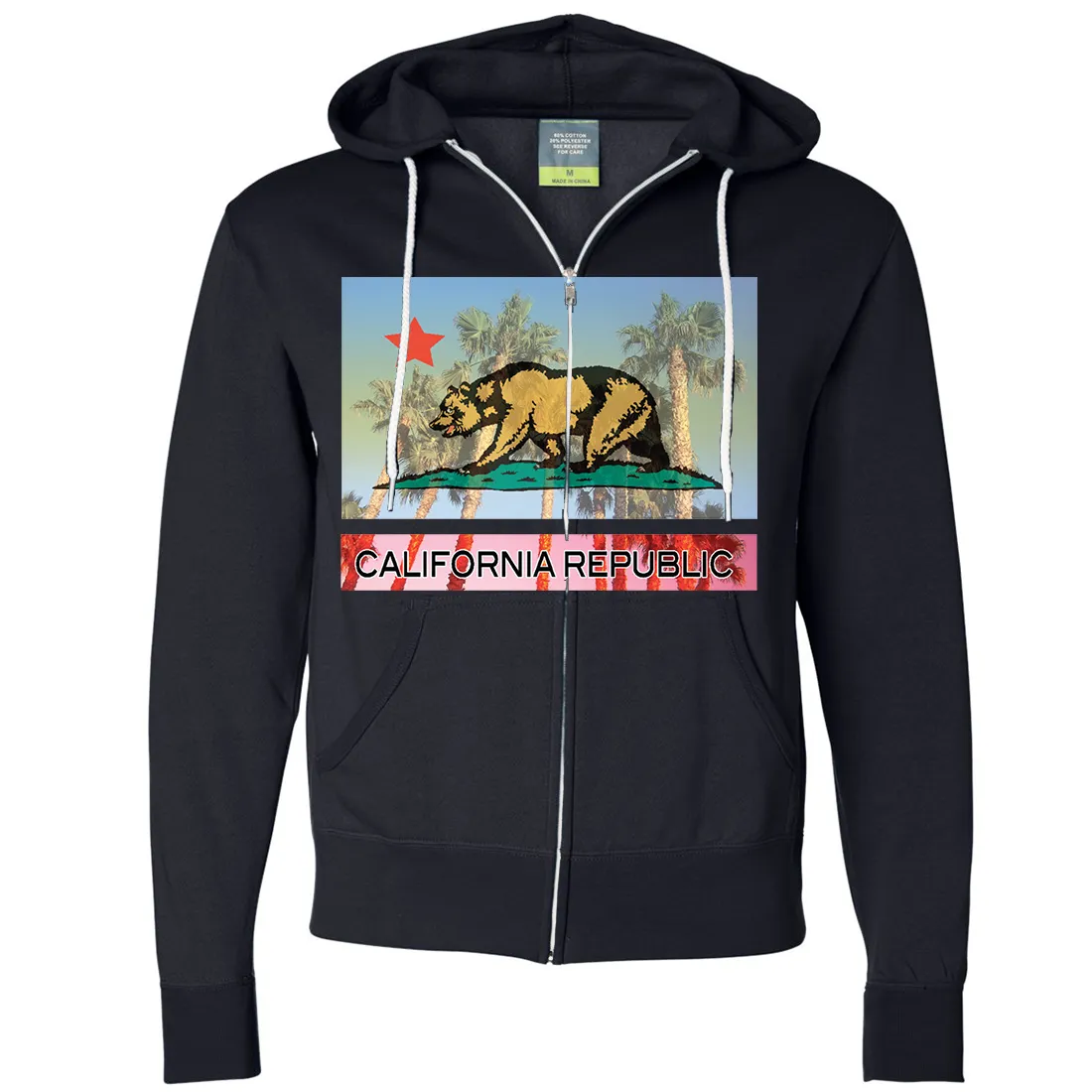 California Republic Palm Tree Bear Zip-Up Hoodie