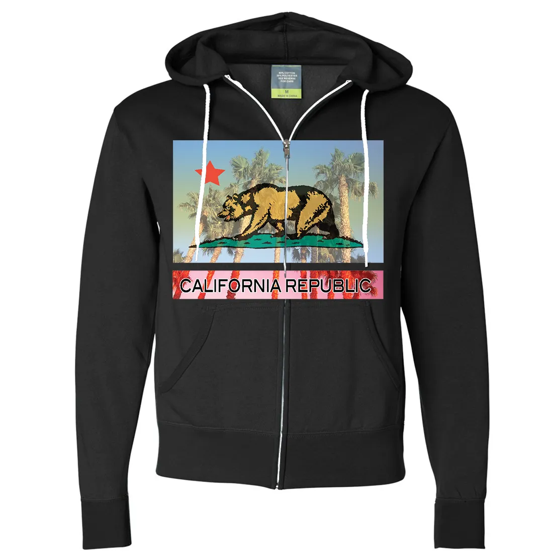 California Republic Palm Tree Bear Zip-Up Hoodie
