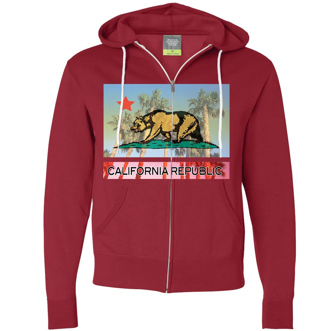 California Republic Palm Tree Bear Zip-Up Hoodie