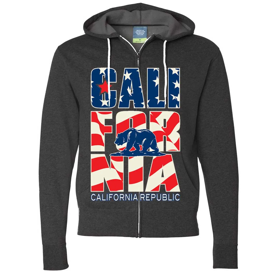 California Republic USA Flag Zip-Up Hoodie