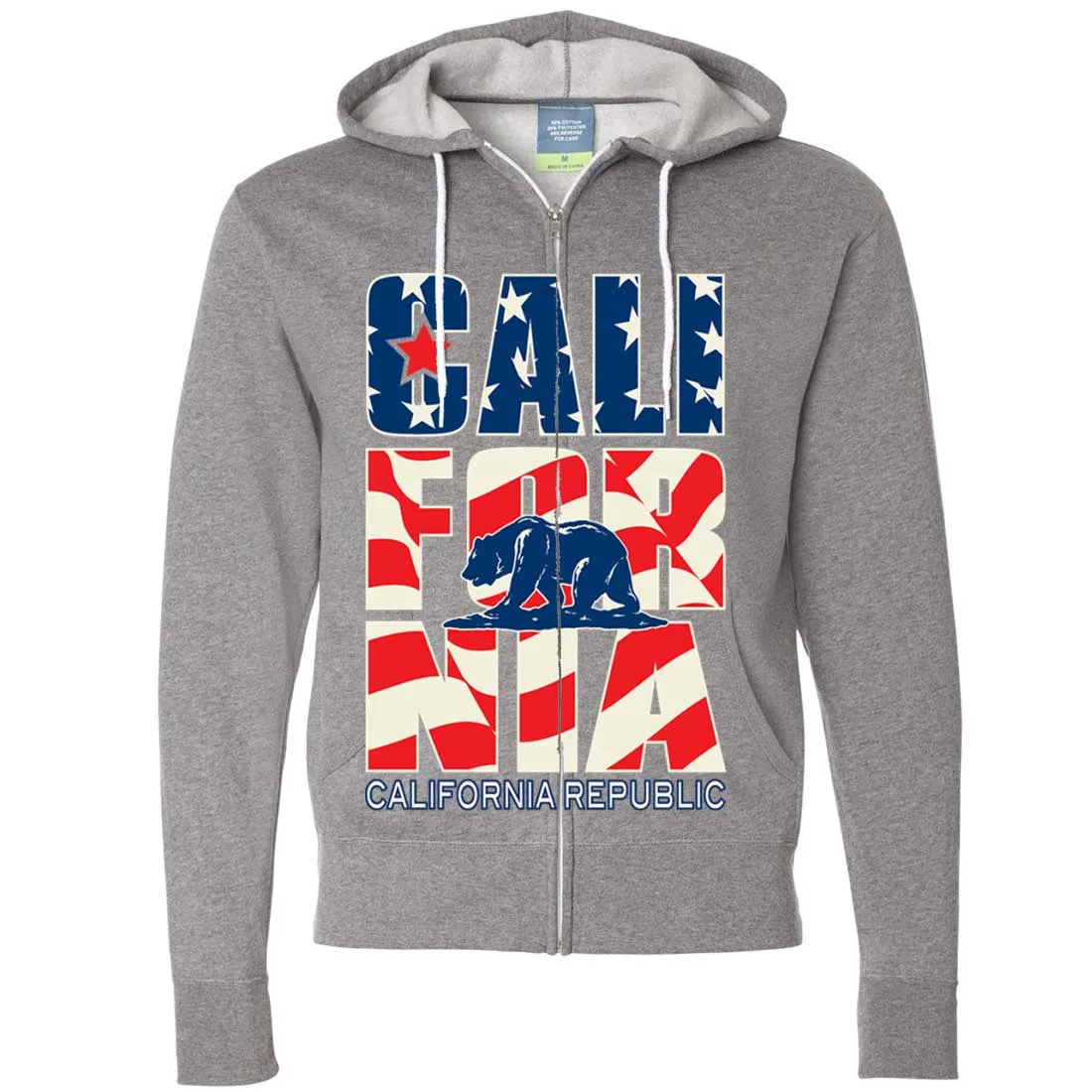 California Republic USA Flag Zip-Up Hoodie