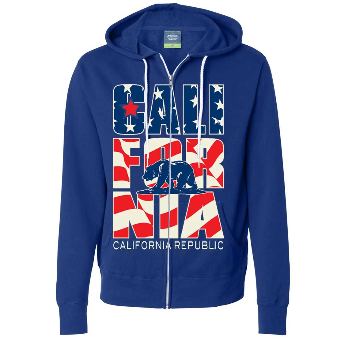 California Republic USA Flag Zip-Up Hoodie