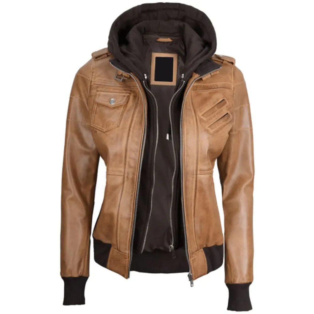 ﻿Camel Brown Elysian Hooded Jacket