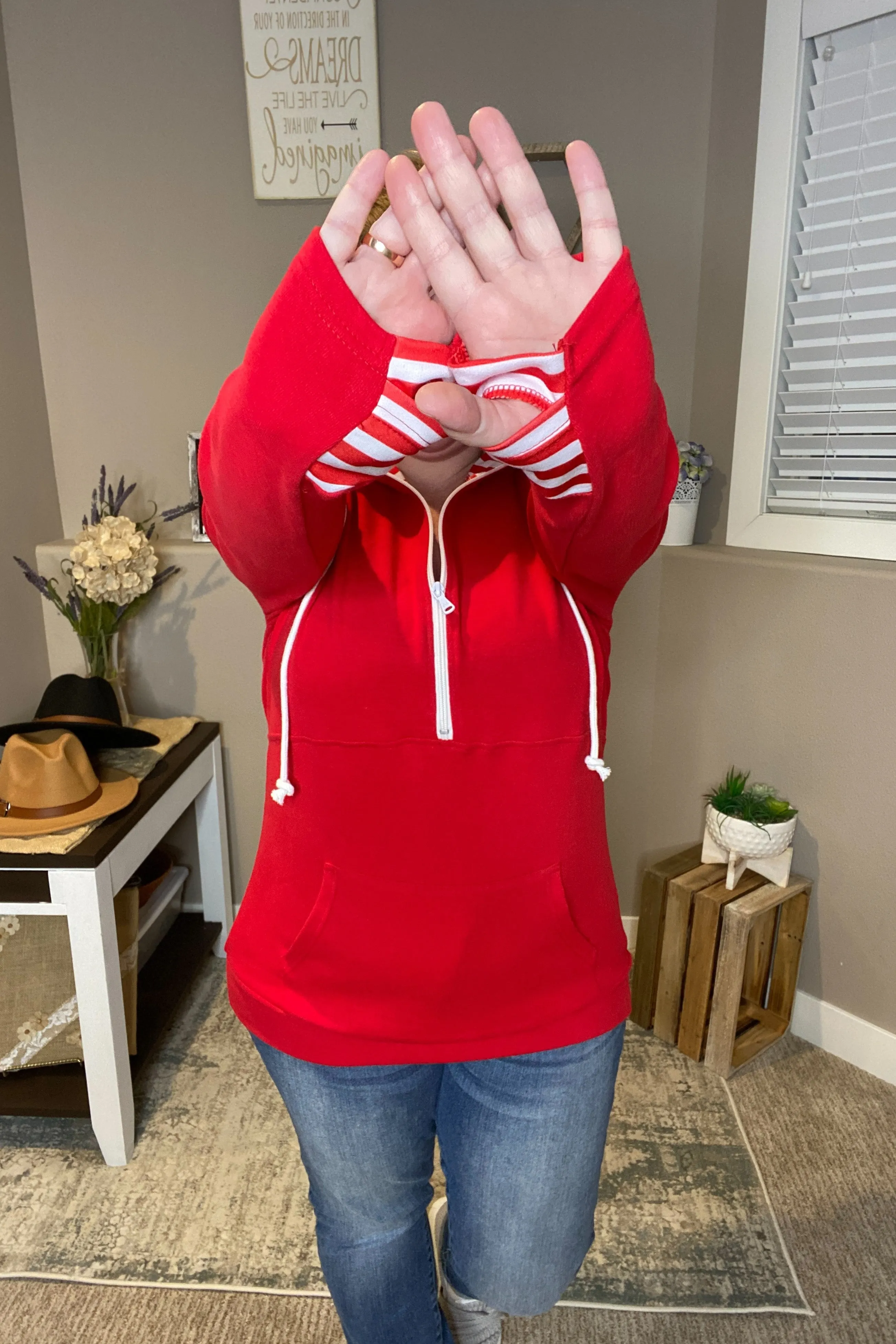 Candy Cane Half-Zip Thumbhole Hoodie
