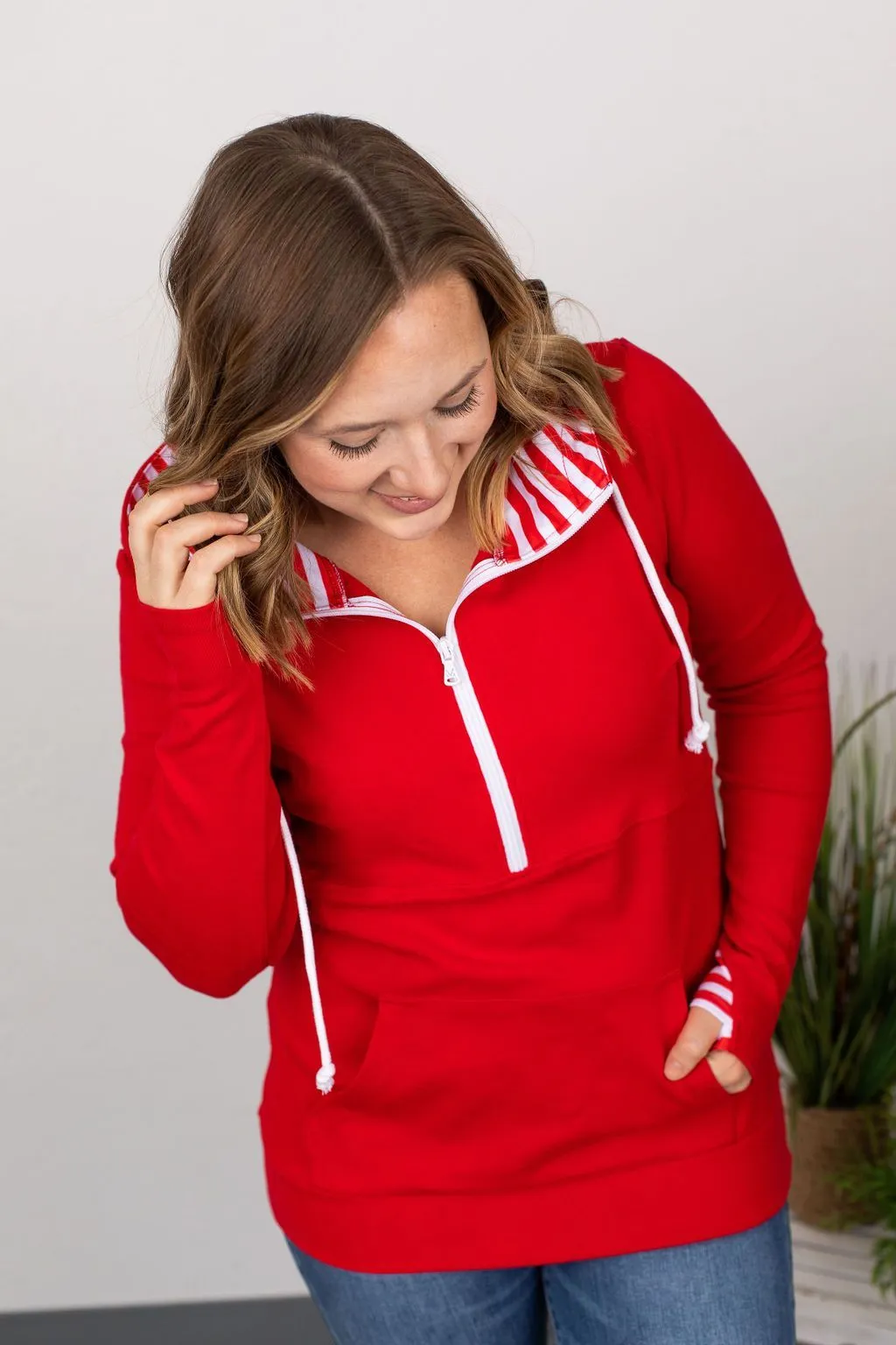 Candy Cane Half-Zip Thumbhole Hoodie