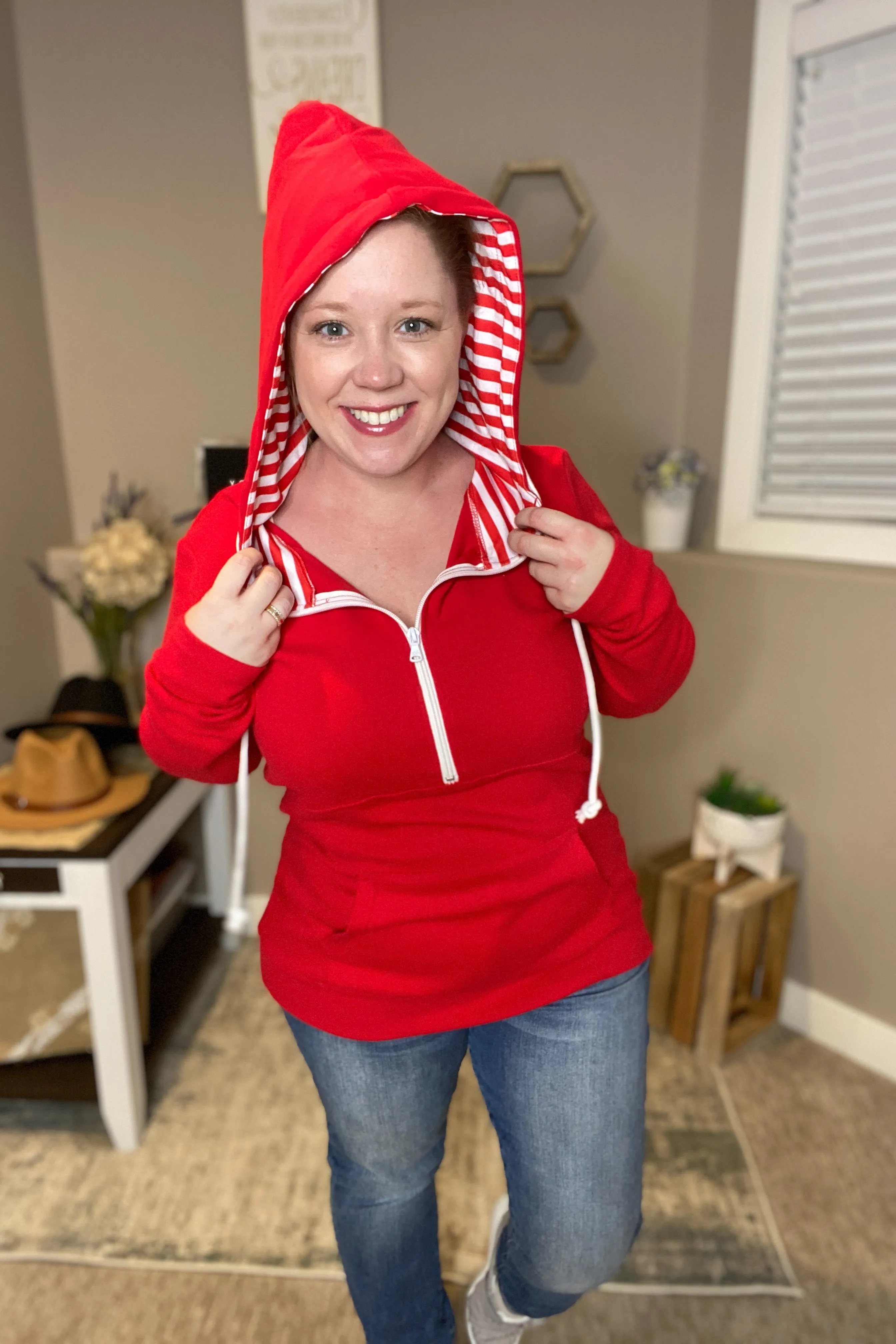 Candy Cane Half-Zip Thumbhole Hoodie