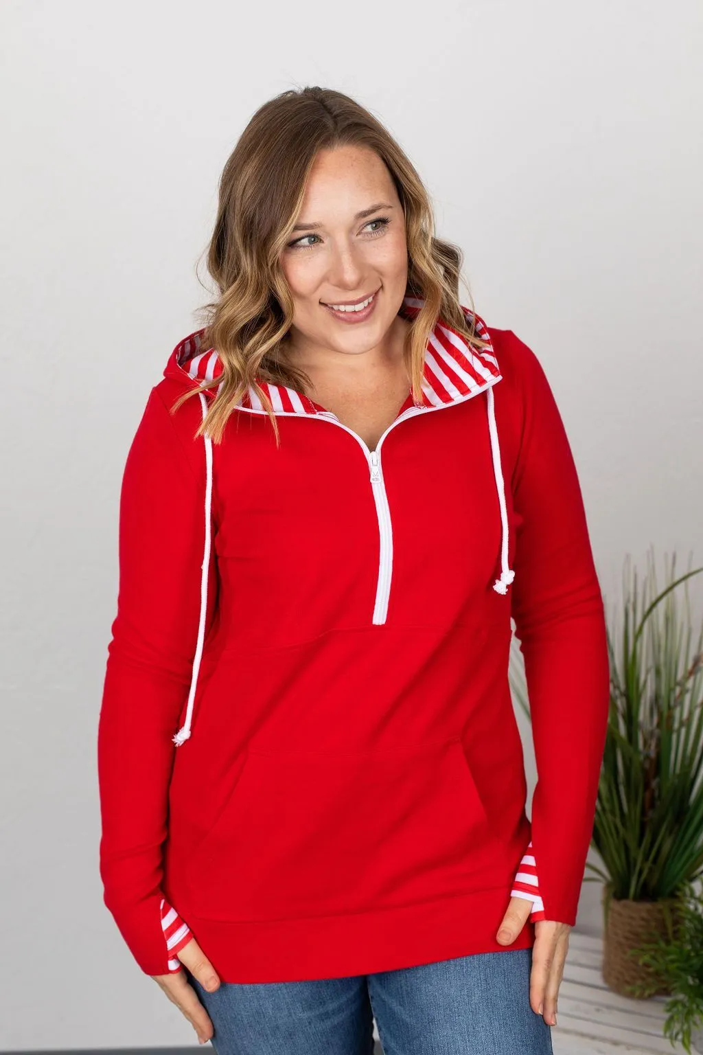 Candy Cane Half-Zip Thumbhole Hoodie
