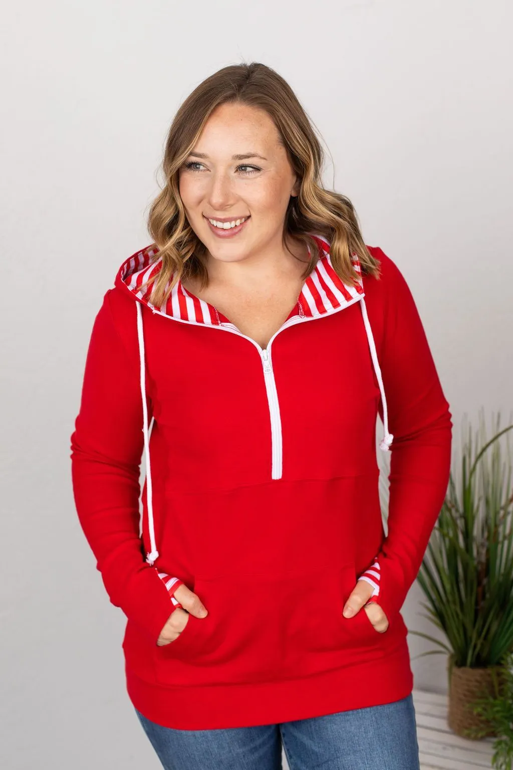 Candy Cane Half-Zip Thumbhole Hoodie