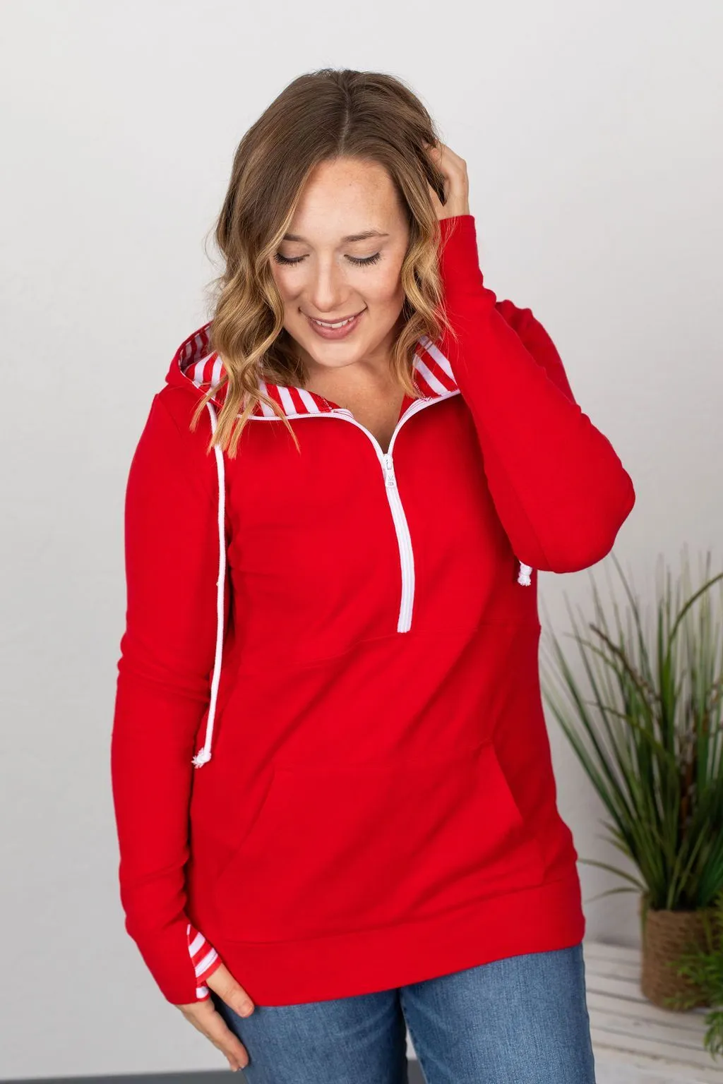 Candy Cane Half-Zip Thumbhole Hoodie