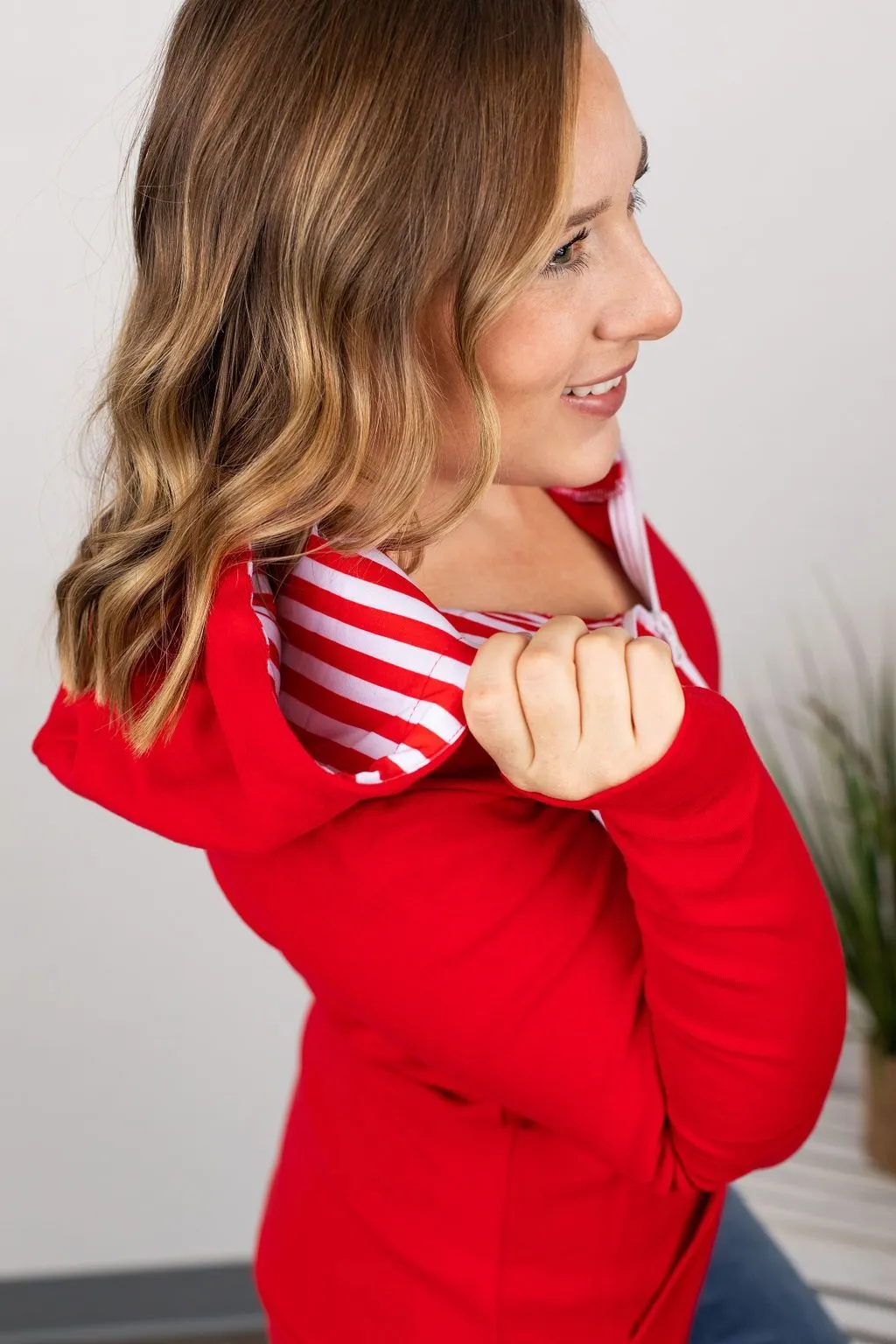 Candy Cane Half-Zip Thumbhole Hoodie