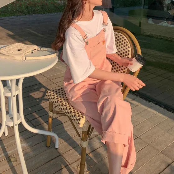 Casual Pink Summer Denim Jumpsuit
