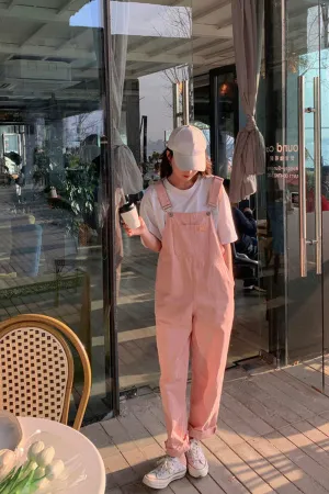 Casual Pink Summer Denim Jumpsuit