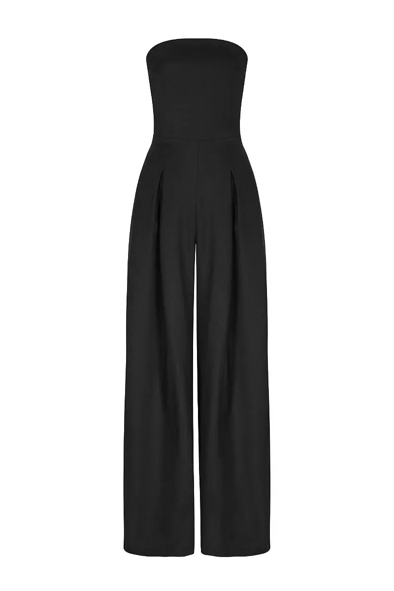 Casual Pocket Patchwork Backless Strapless Loose Jumpsuits(3 Colors)