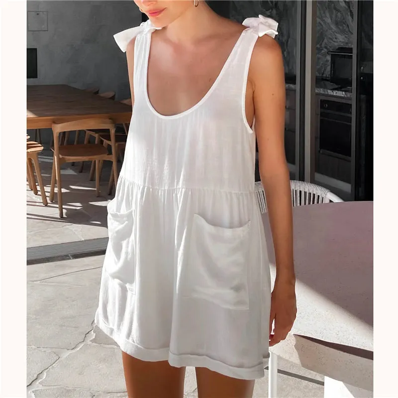 Casual Simplicity Solid Pocket Casual Jumpsuit Rompers