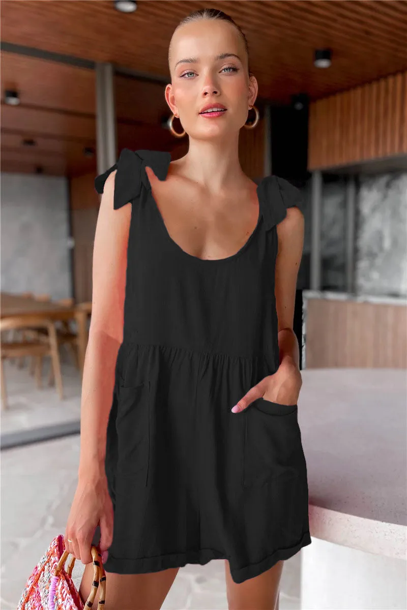 Casual Simplicity Solid Pocket Casual Jumpsuit Rompers