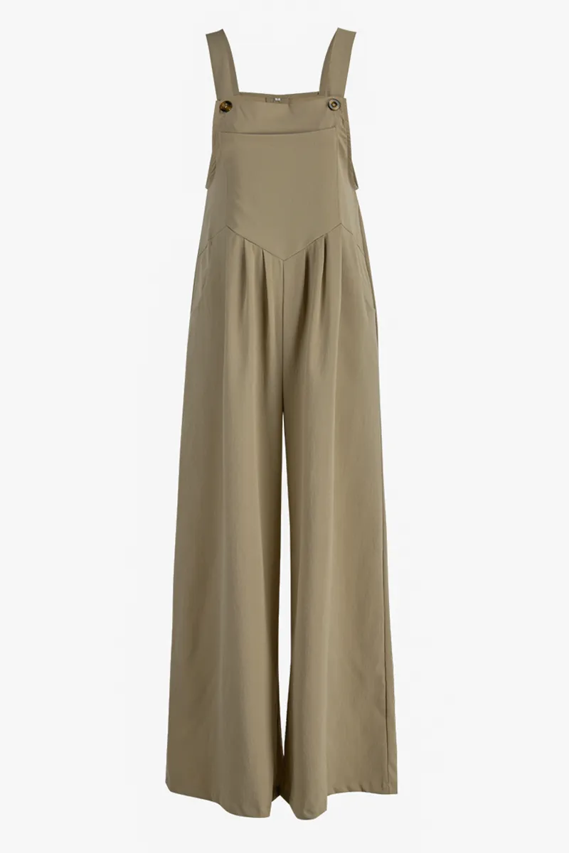 Casual Solid Split Joint Square Collar Loose Jumpsuits(13 Colors)