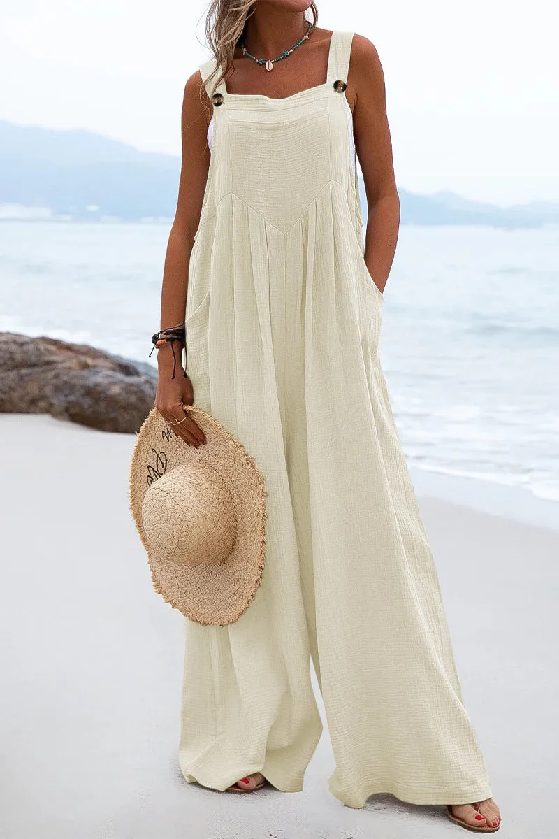 Casual Solid Split Joint Square Collar Loose Jumpsuits(13 Colors)