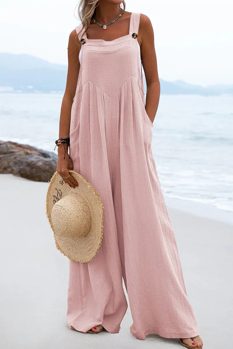 Casual Solid Split Joint Square Collar Loose Jumpsuits(13 Colors)