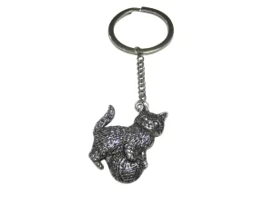 Cat Kitten with Ball of Yarn Pendant Keychain