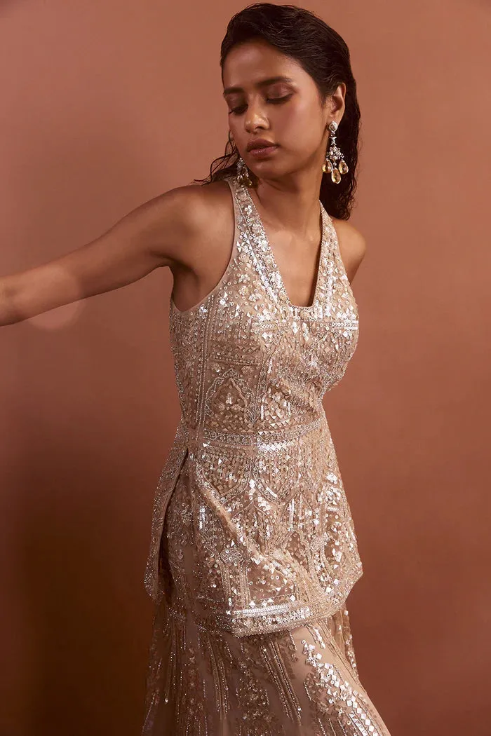 Champagne Sequin Sharara Set