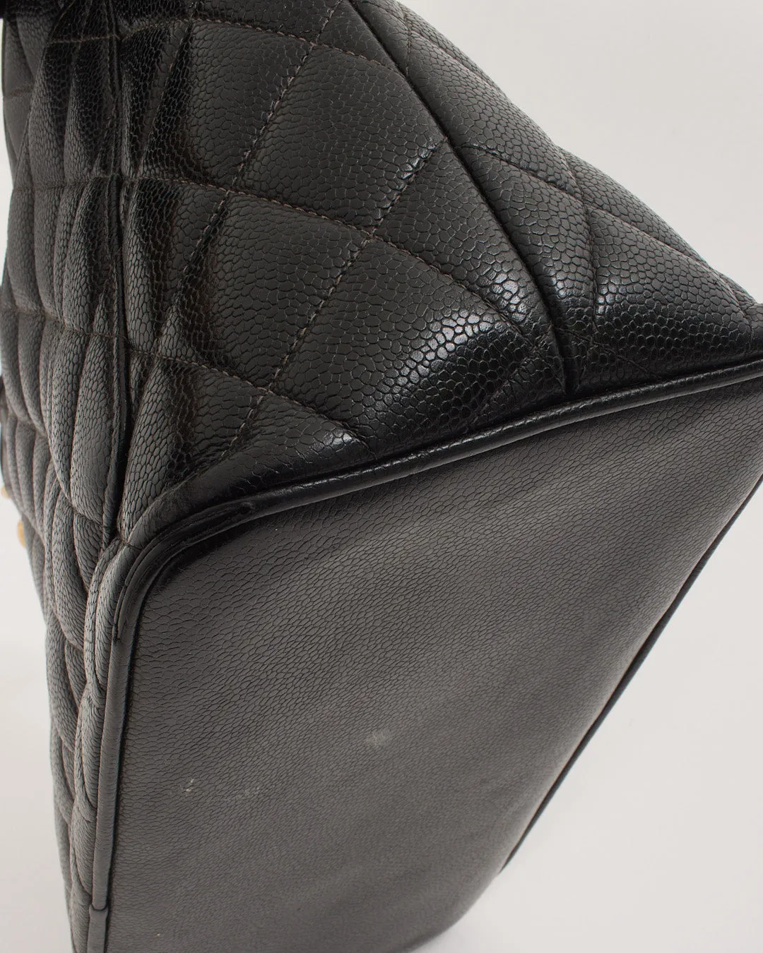 Chanel Black Caviar Leather Medallion Top Handle Tote GHW
