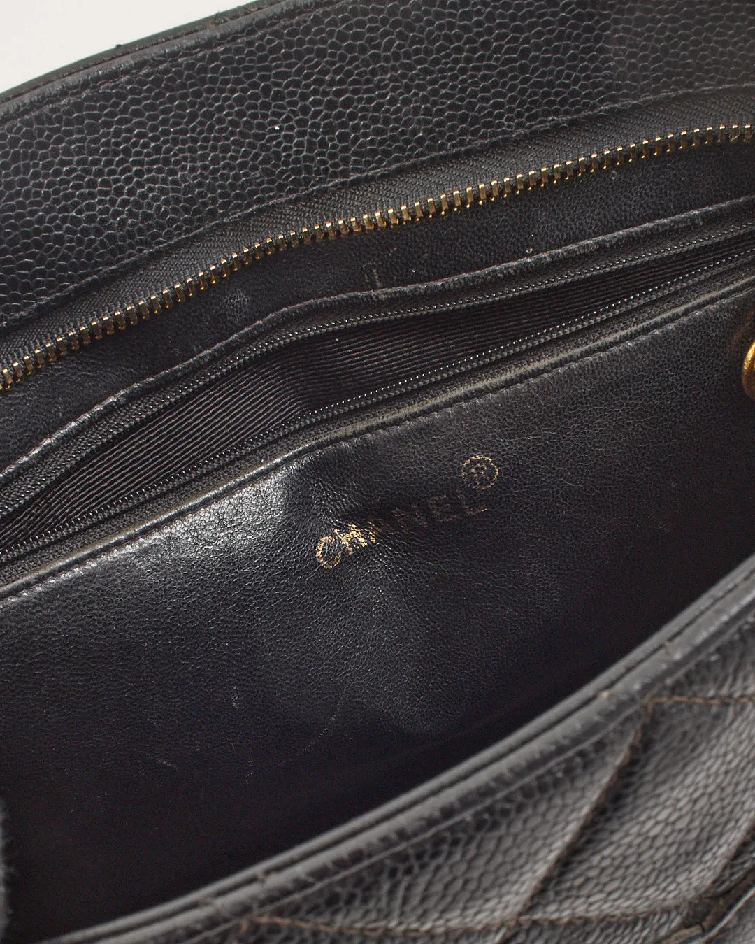 Chanel Black Caviar Leather Medallion Top Handle Tote GHW