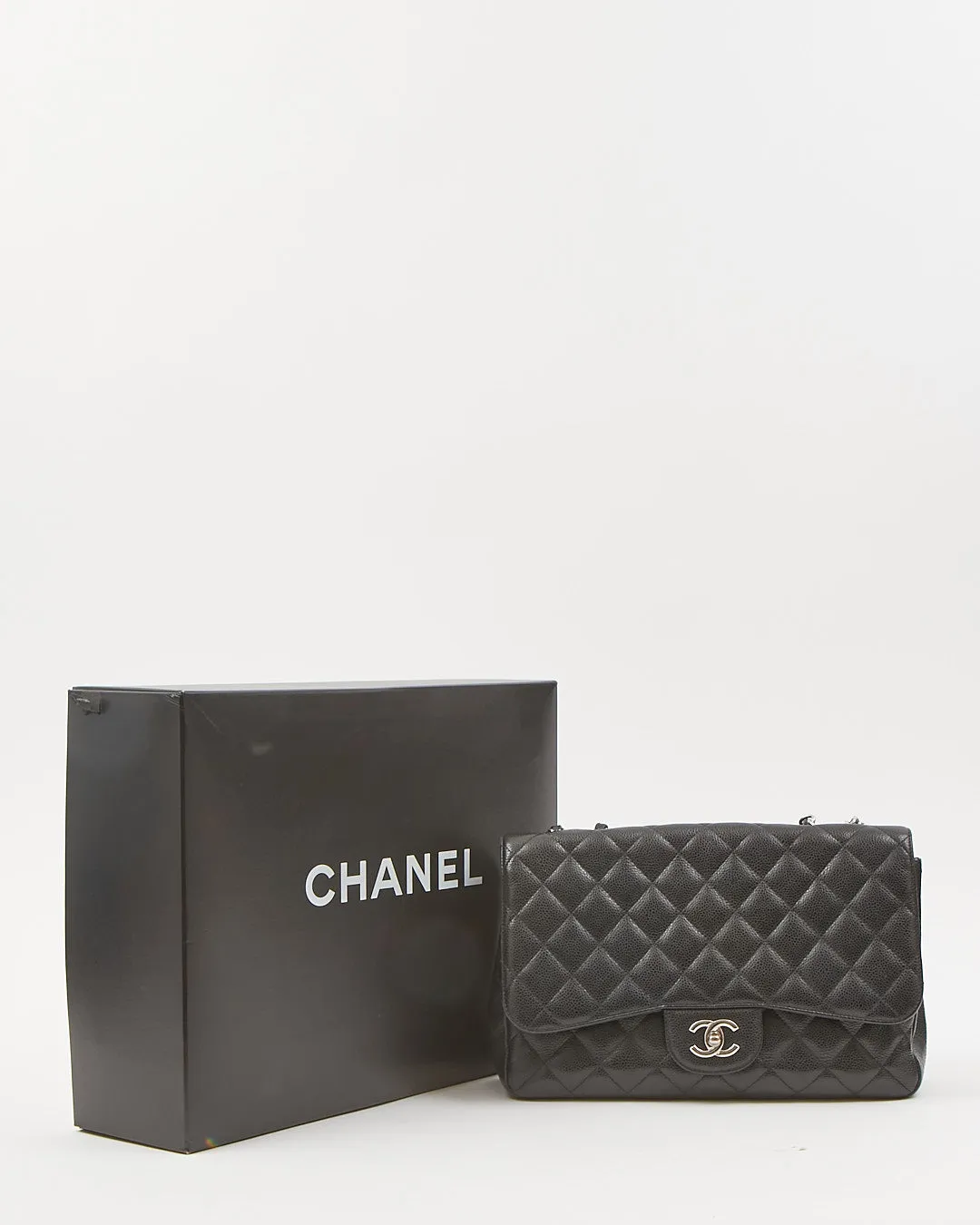 Chanel Black Caviar Quilted Jumbo Classic Single Flap Bag