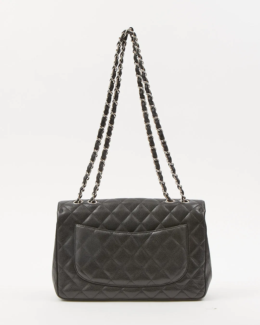Chanel Black Caviar Quilted Jumbo Classic Single Flap Bag