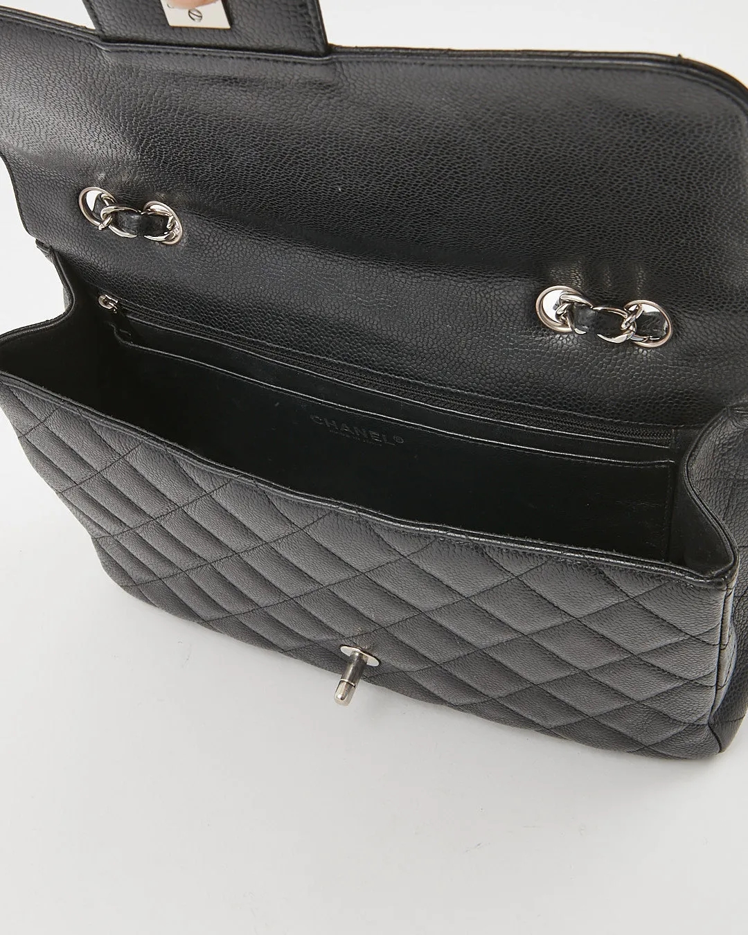 Chanel Black Caviar Quilted Jumbo Classic Single Flap Bag