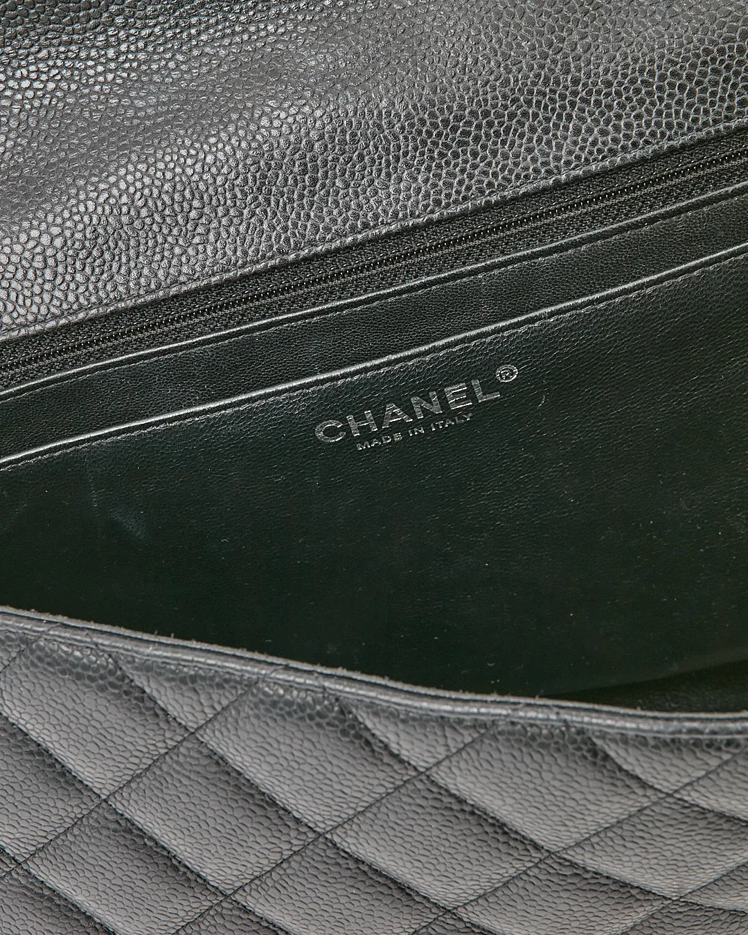 Chanel Black Caviar Quilted Jumbo Classic Single Flap Bag