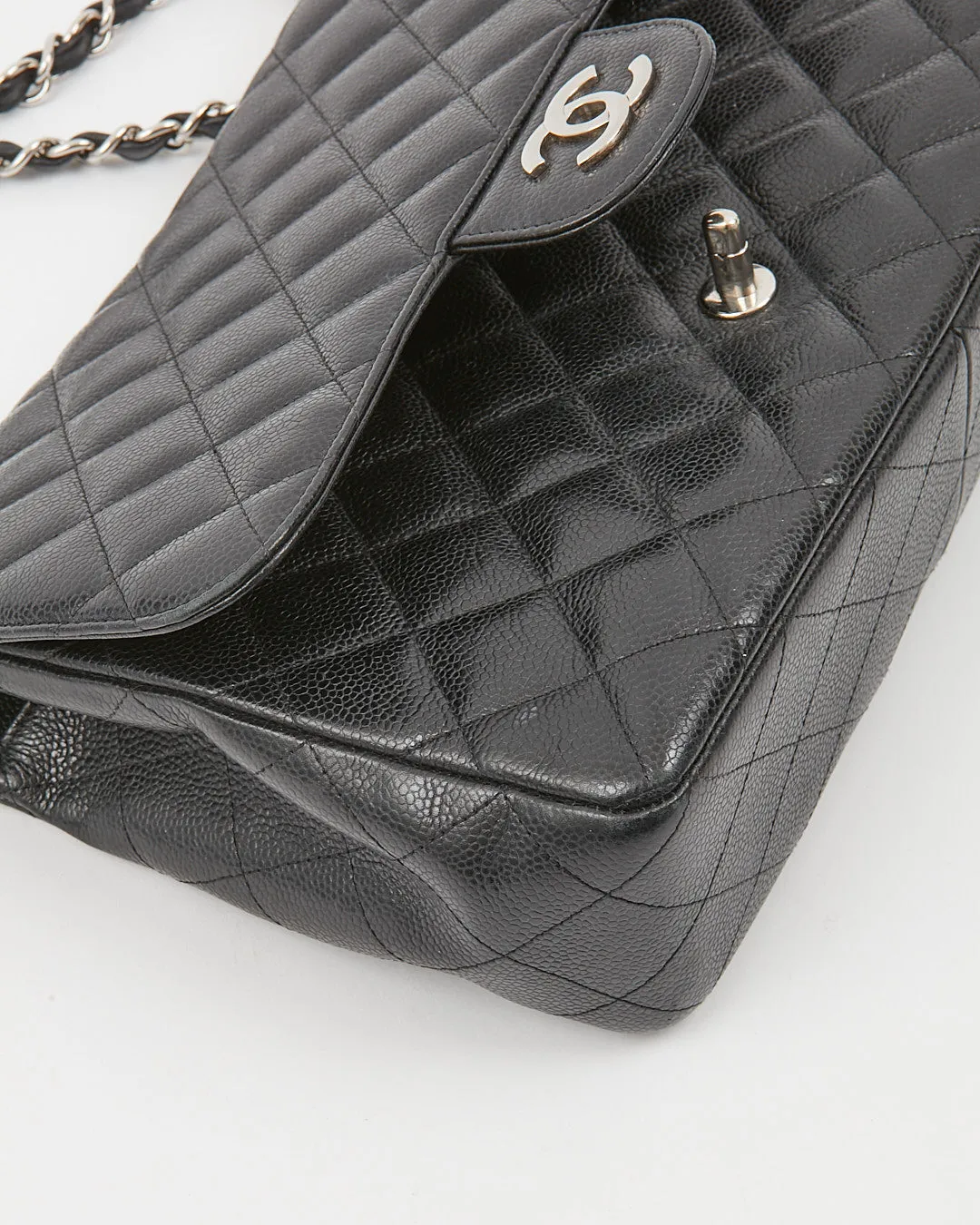 Chanel Black Caviar Quilted Jumbo Classic Single Flap Bag
