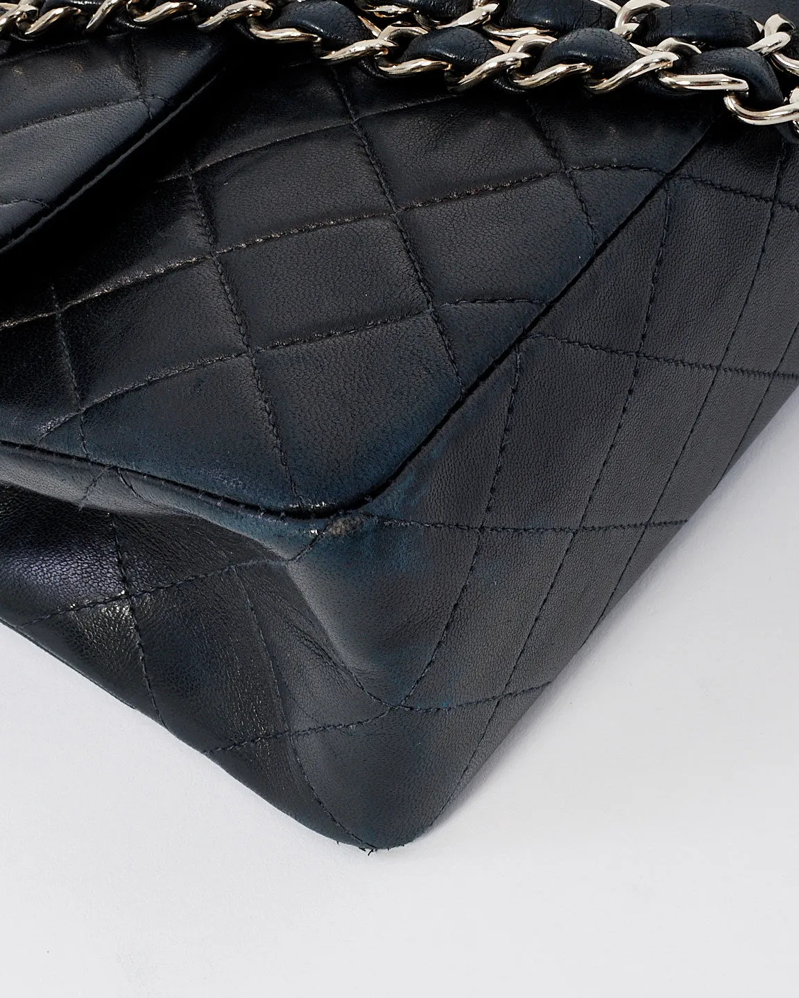 Chanel Black Lambskin Leather Small Classic Double Flap with SHW