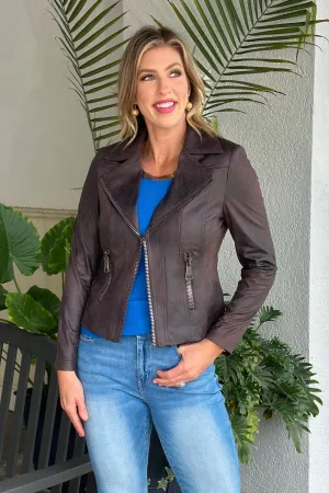 Charlie B Mocha Vintage Faux Leather Perfecto Jacket