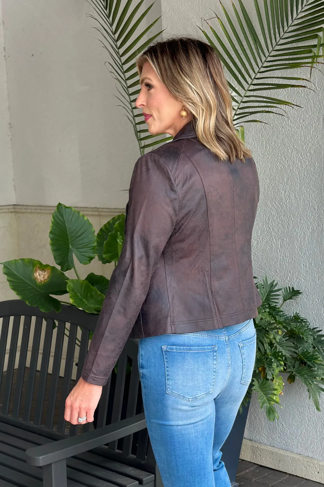 Charlie B Mocha Vintage Faux Leather Perfecto Jacket