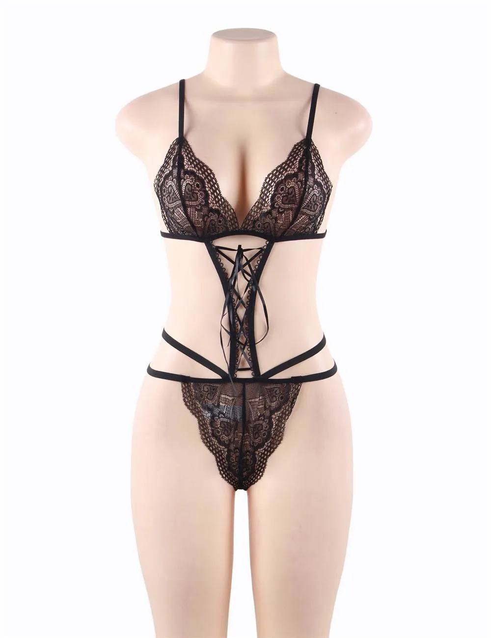 Charming Black Sheer Lace Teddy Lingerie Egypt