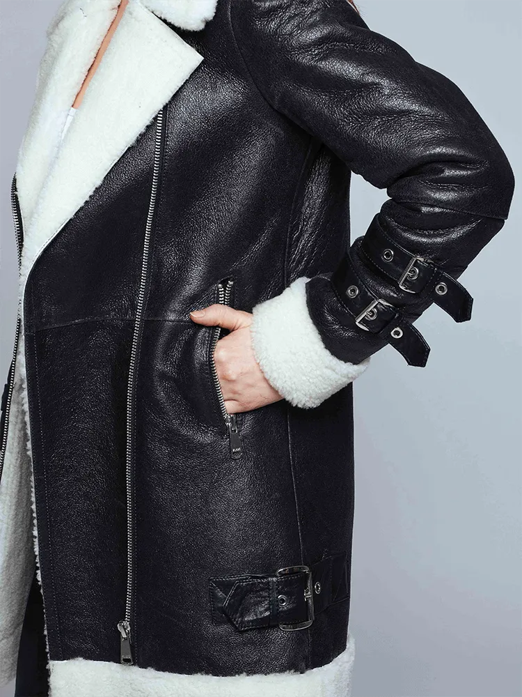 Chloe Black Shearling Leather Jacket