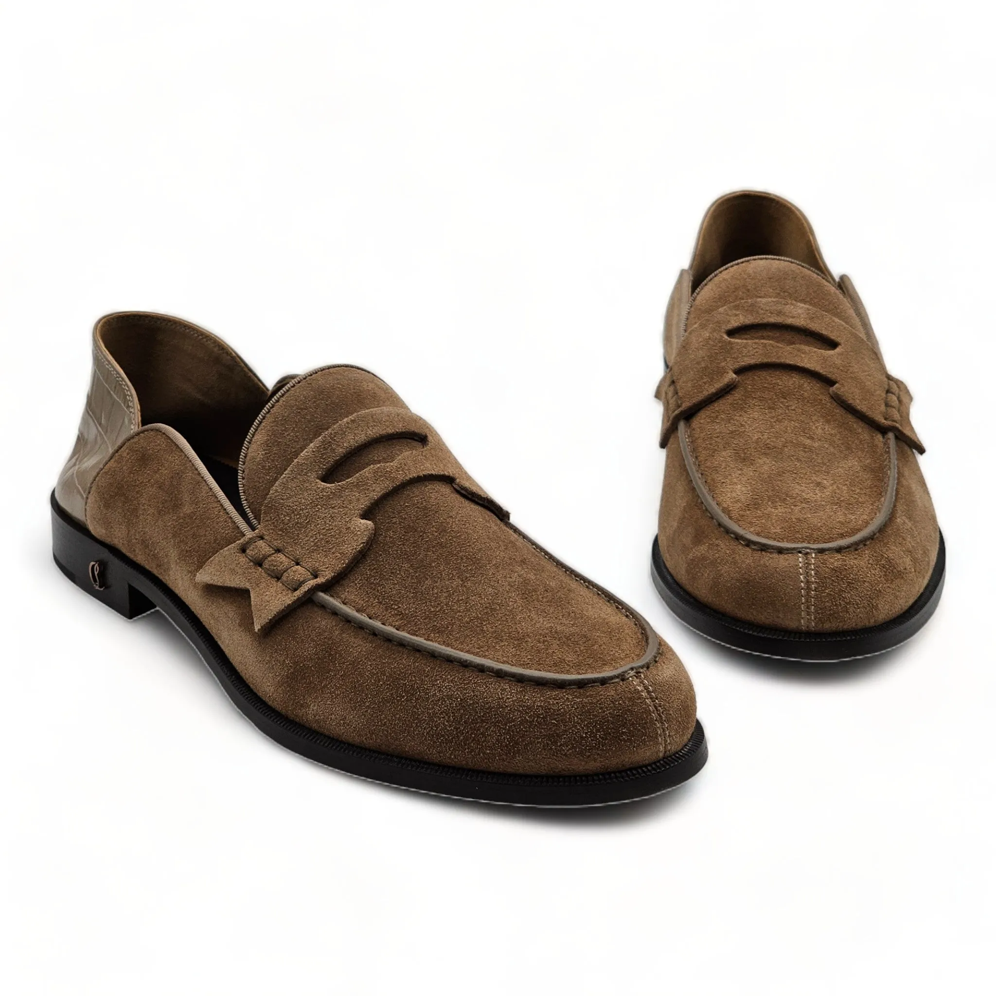Christian Louboutin No Penny Loafers 30mm - Suede - Loafers - Tan