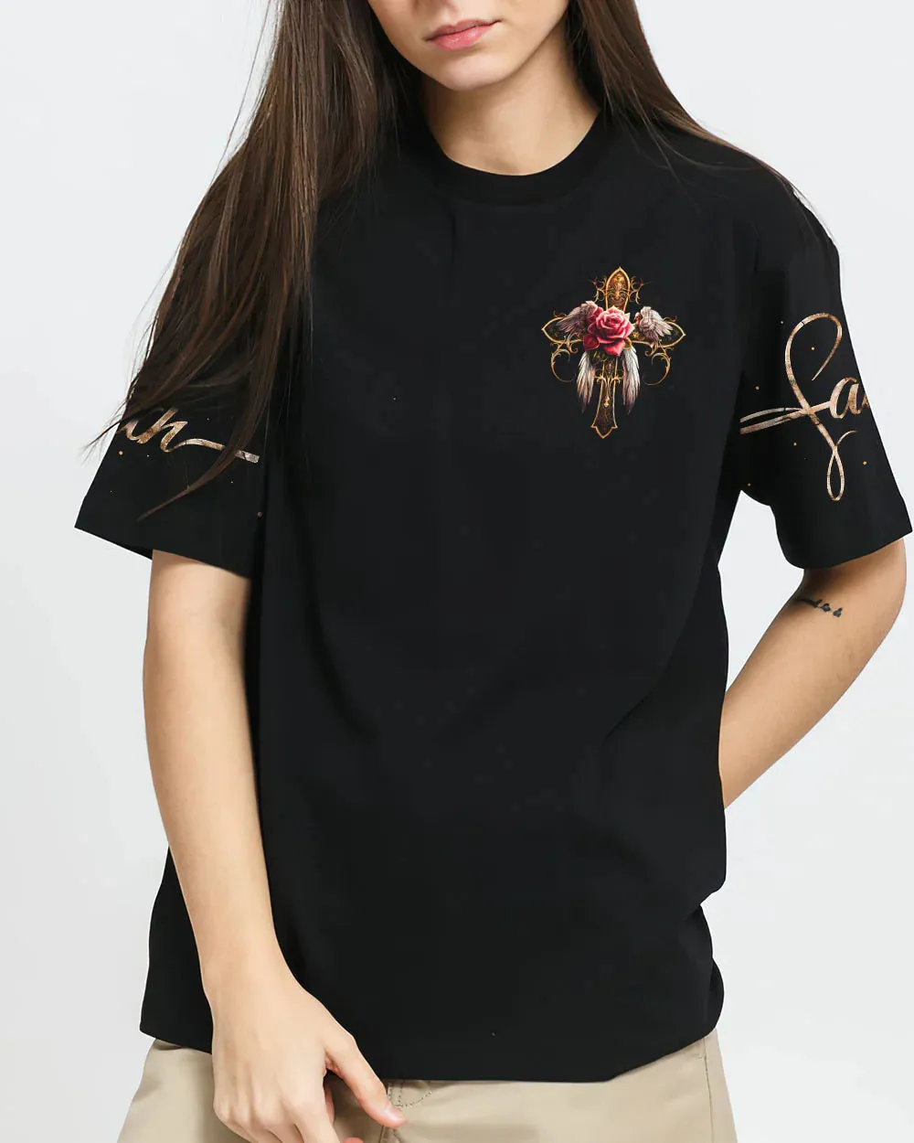 Christianartbag 3D T-Shirt For Women, Let Your Faith Be Bigger Than Your Fear, Christian Shirt, Faithful Fashion, 3D Printed Shirts for Christian Women